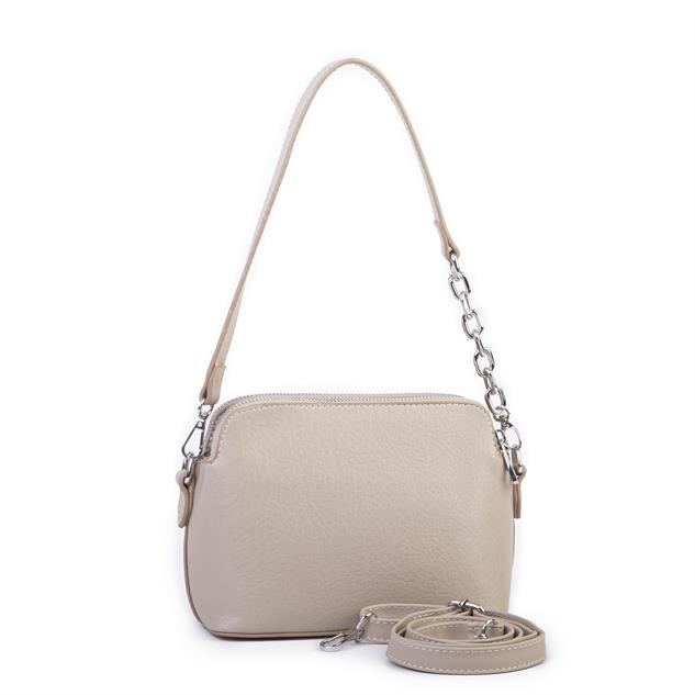 Nas Bag Kadın Omuz ve Çapraz Zincirli ve Uzun Çift Askılı (20x15 cm) Kum Victoria