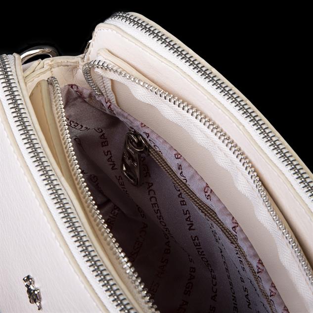 Nas Bag Kadın Omuz ve Çapraz Zincirli ve Uzun Çift Askılı (20x15 cm) Krem  Victoria