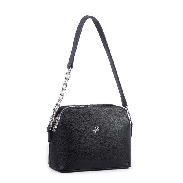 Nas Bag Kadın Omuz ve Çapraz Zincirli ve Uzun Çift Askılı (20x15 cm) Siyah Lopez
