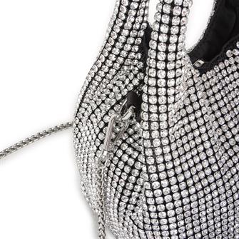 Nas Bag Kadın Çapraz  ve El Çantası Siyah Silver Diamond Gümüş Taşlı Şık  Askılı Çanta