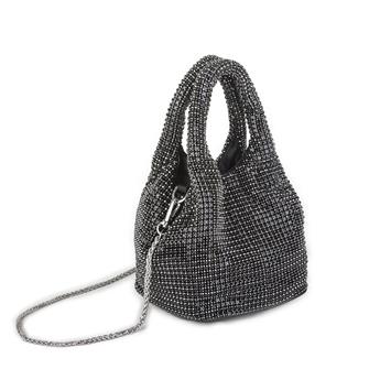 Nas Bag Kadın Çapraz  ve El Çantası Siyah White Diamond Siyah Taşlı Şık  Askılı Çanta