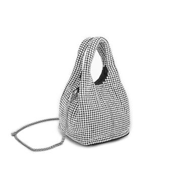 Nas Bag Kadın Çapraz  ve El Çantası Siyah Silver Diamond Gümüş Taşlı Şık  Askılı Çanta