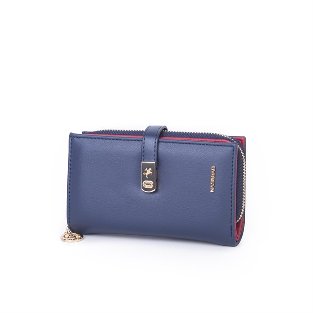 Nas Bag Kadın Orta Boy Kartlık Kağıt Para ve Bozuk Para Tasarımına Sahip Lacivert Kırmızı Dona [16x9 cm]