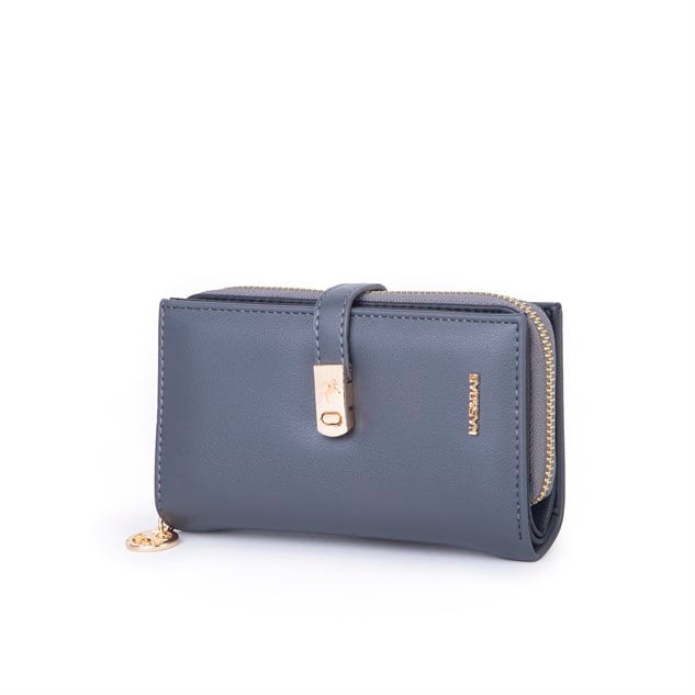 Nas Bag Kadın Orta Boy Kartlık Kağıt Para ve Bozuk Para Tasarımına Sahip Gri Siyah Dona [16x9 cm]