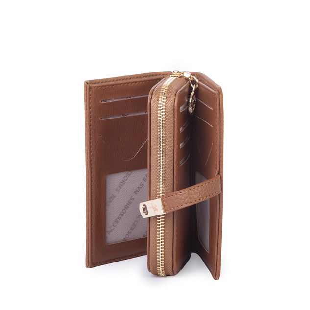 Nas Bag Kadın Orta Boy Kartlık Kağıt Para ve Bozuk Para Tasarımına Sahip Taba Lopez [16x9 cm]