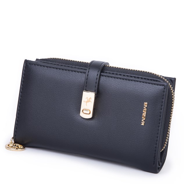 Nas Bag Kadın Orta Boy Kartlık Kağıt Para ve Bozuk Para Tasarımına Sahip Siyah Dona [16x9 cm]