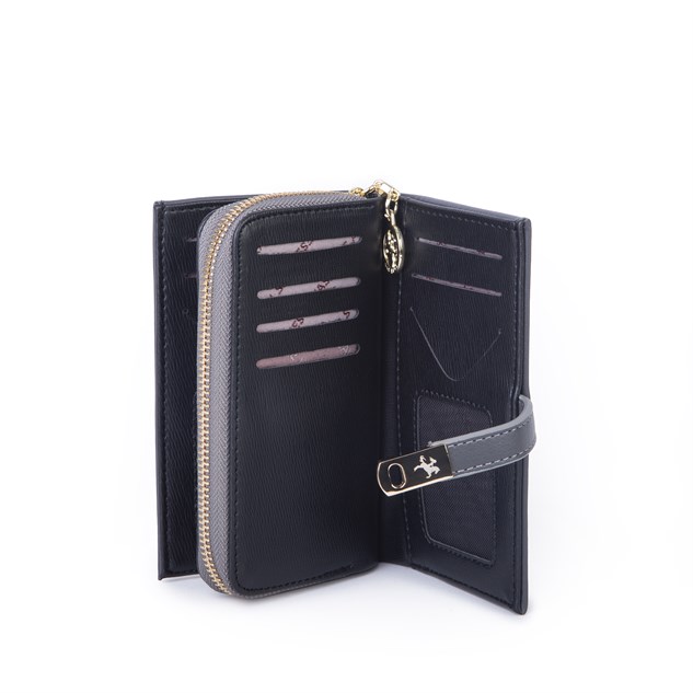 Nas Bag Kadın Orta Boy Kartlık Kağıt Para ve Bozuk Para Tasarımına Sahip Gri Dona [16x9 cm]