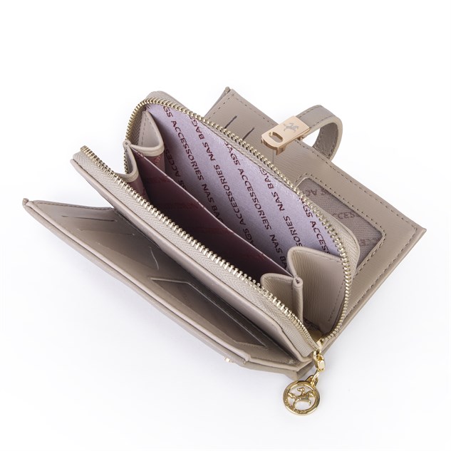 Nas Bag Kadın Orta Boy Kartlık Kağıt Para ve Bozuk Para Tasarımına Sahip Kum Victoria [16x9 cm]