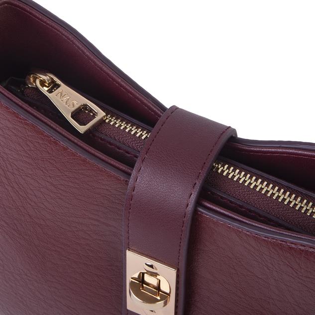 Nas Bag Kadın Oval Omuz ve Çapraz Çanta Bordo Victoria