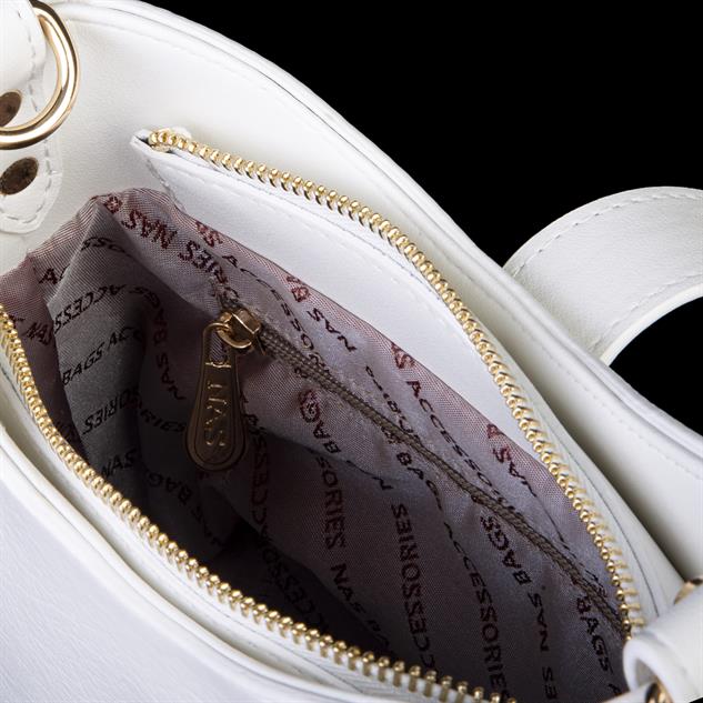 Nas Bag Kadın Oval Omuz ve Çapraz Çanta Beyaz  Victoria