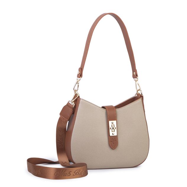 Nas Bag Kadın Oval Omuz ve Çapraz Çanta Kum Taba Liza