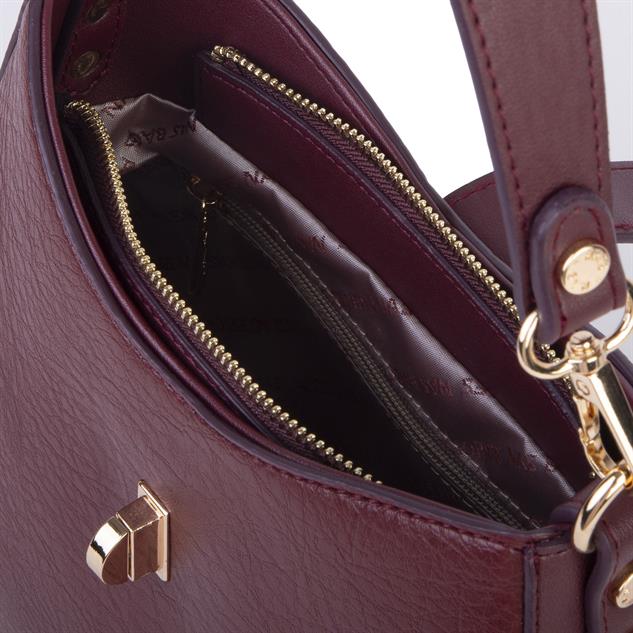Nas Bag Kadın Oval Omuz ve Çapraz Çanta Bordo Victoria