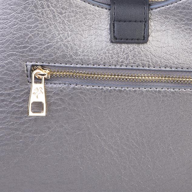 Nas Bag Kadın Oval Omuz ve Çapraz Çanta Gri Siyah Victoria
