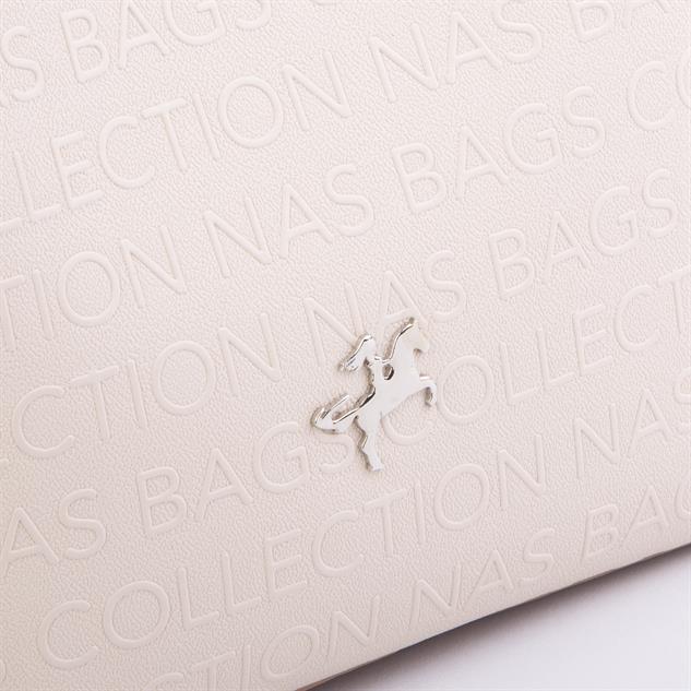 Nas Bag Kadın Postacı Çanta Çift Askılı Krem Camel Gofraj
