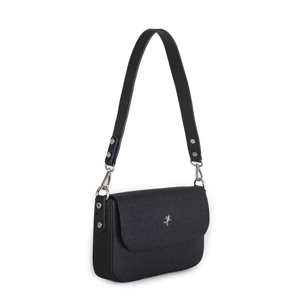 Nas Bag Kadın Postacı Çantası Çift Askılı Siyah Gofraj (22x16x5 cm)