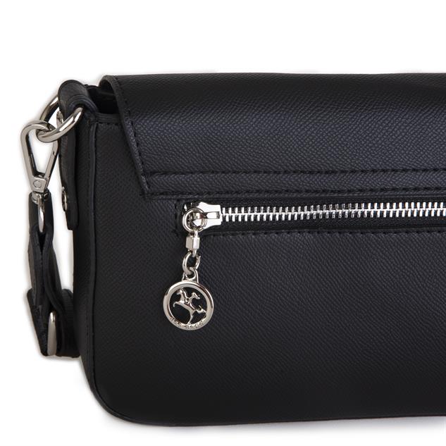 Nas Bag Kadın Postacı Çantası Çift Askılı Siyah Açelya (22x16x5 cm)