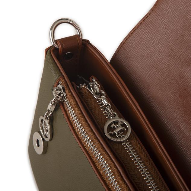 Nas Bag Kadın Postacı Çantası Çift Askılı Yeşil Taba Açelya(22x16x5 cm)