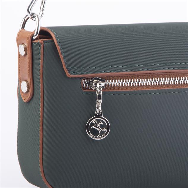 Nas Bag Kadın Postacı Çantası Çift Askılı Yeşil Taba Karaca  (22x16x5 cm)