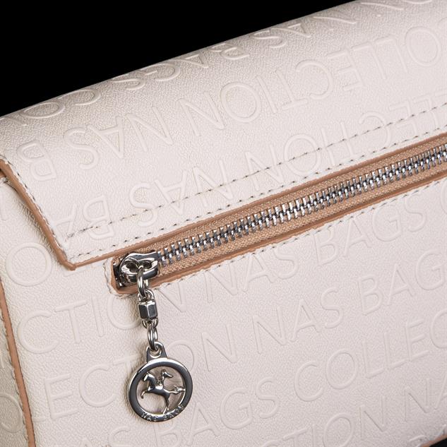 Nas Bag Kadın Postacı Çantası Çift Askılı Krem Camel  Gofraj  (22x16x5 cm)