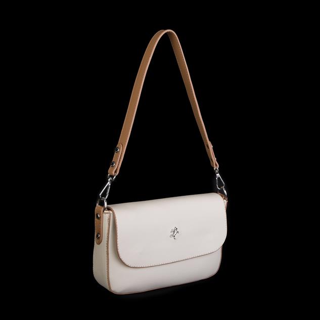 Nas Bag Kadın Postacı Çantası Çift Askılı Krem Camel  Açelya  (22x16x5 cm)