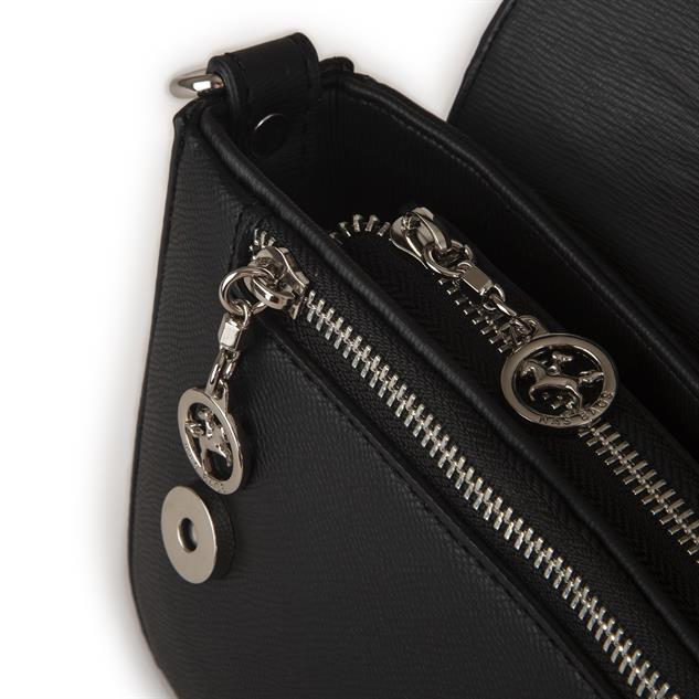 Nas Bag Kadın Postacı Çantası Çift Askılı Siyah Açelya (22x16x5 cm)