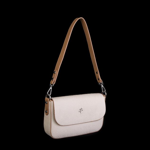 Nas Bag Kadın Postacı Çantası Çift Askılı Krem Camel  Gofraj  (22x16x5 cm)