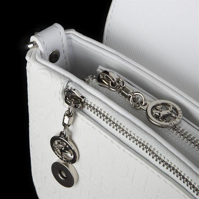 Nas Bag Kadın Postacı Çantası Çift Askılı Beyaz Gofraj  (22x16x5 cm)