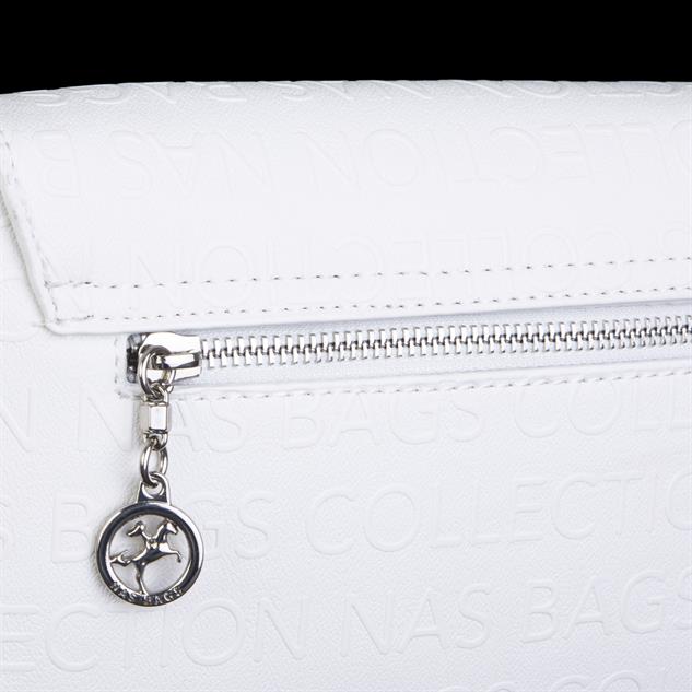 Nas Bag Kadın Postacı Çantası Çift Askılı Beyaz Gofraj  (22x16x5 cm)