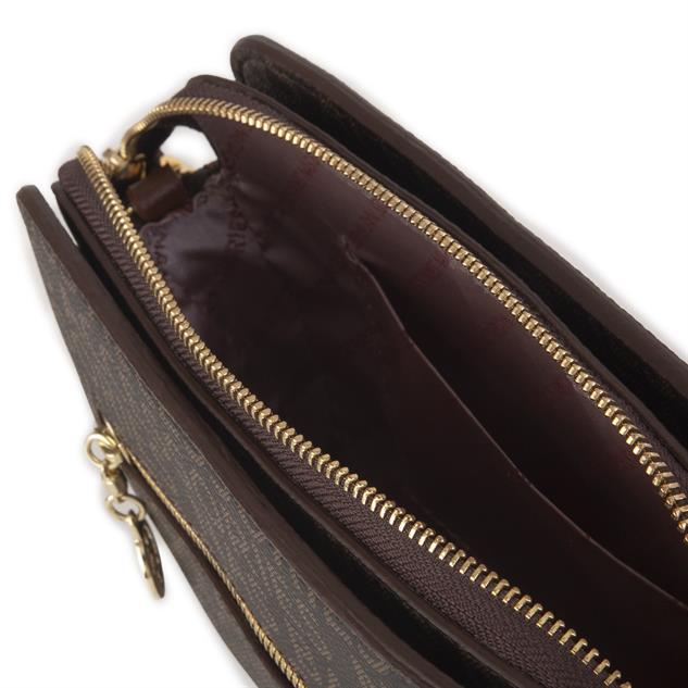 Nas Bag Kadın Postacı Çantası Üç Bölmeli Ayarlanabilir Askılı Kahve Taba Yazılı
