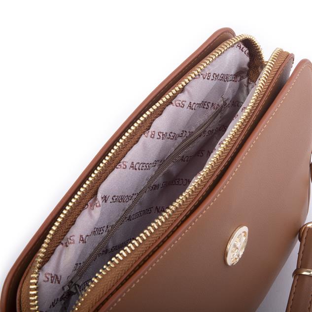 Nas Bag Kadın Postacı Çantası Üç Bölmeli Ayarlanabilir Askılı Taba  Luna 