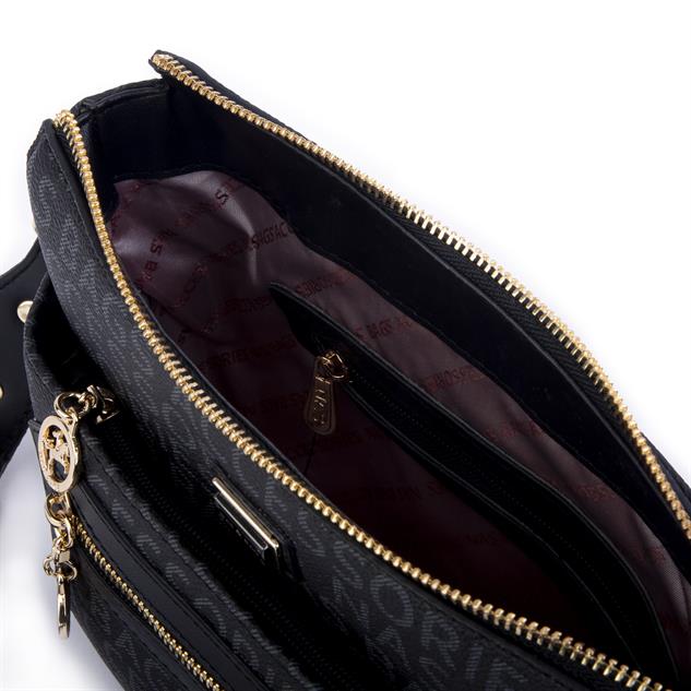Nas Bag Kadın Postacı Çapraz Çanta Siyah Yazılı (en 25 cm ; boy 22 cm )