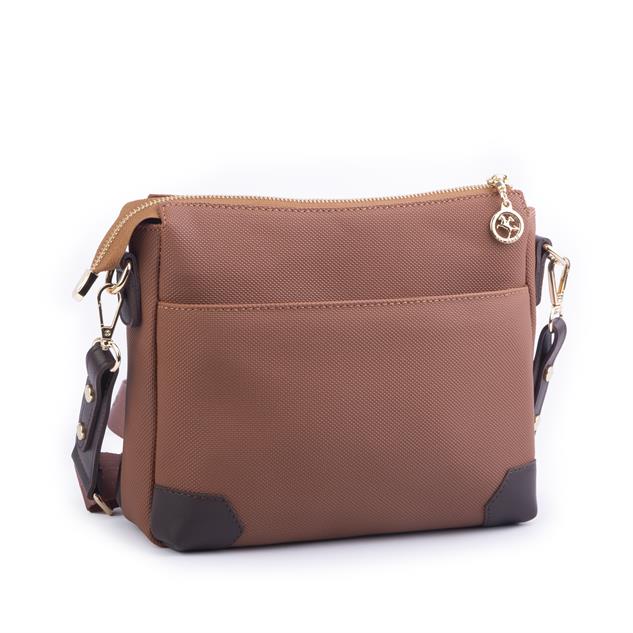 Nas Bag Kadın Postacı Çapraz Çanta Taba Kahve Lacst (en 25 cm ;boy 22 cm )