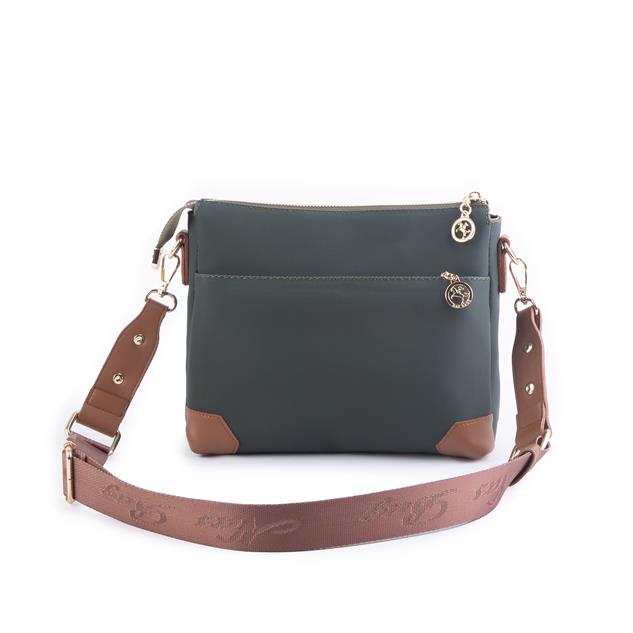 Nas Bag Kadın Postacı Çapraz Çanta Yeşil Taba Karaca  (en 25 cm ;boy 22 cm )