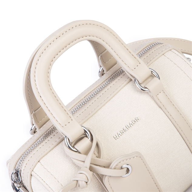 Nas Bag Kadın Premium Mini 2li set El Omuz ve Çapraz Çanta ile Cüzdan Seti Krem
