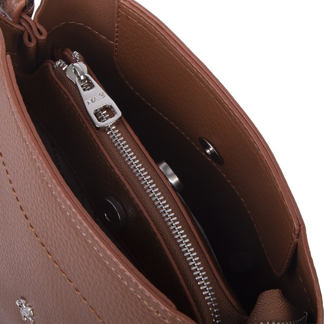 Nas Bag Kadın Sade Çift Askılı Yumuşak Dokulu Omuz ve Çapraz Çanta Taba