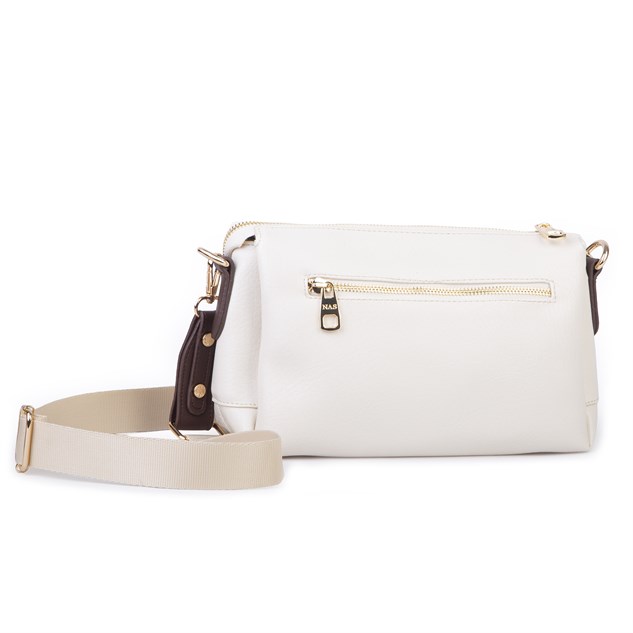 Nas Bag Kadın Sade Günlük Postacı Çantası ( 25x16 cm) Krem Kahve Victoria