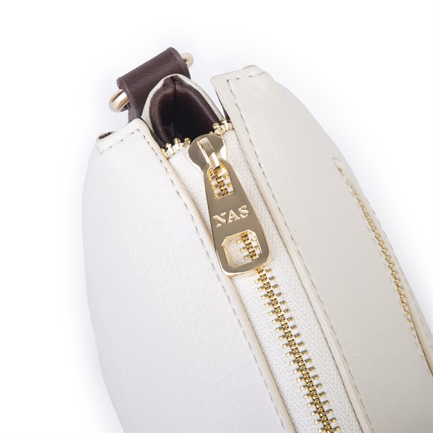 Nas Bag Kadın Sade Günlük Postacı Çantası ( 25x16 cm) Krem Kahve Victoria