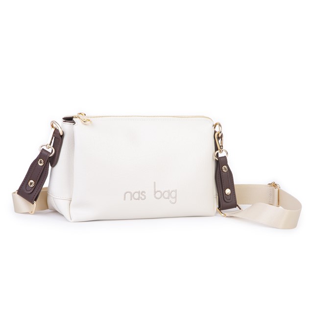 Nas Bag Kadın Sade Günlük Postacı Çantası ( 25x16 cm) Krem Kahve Victoria