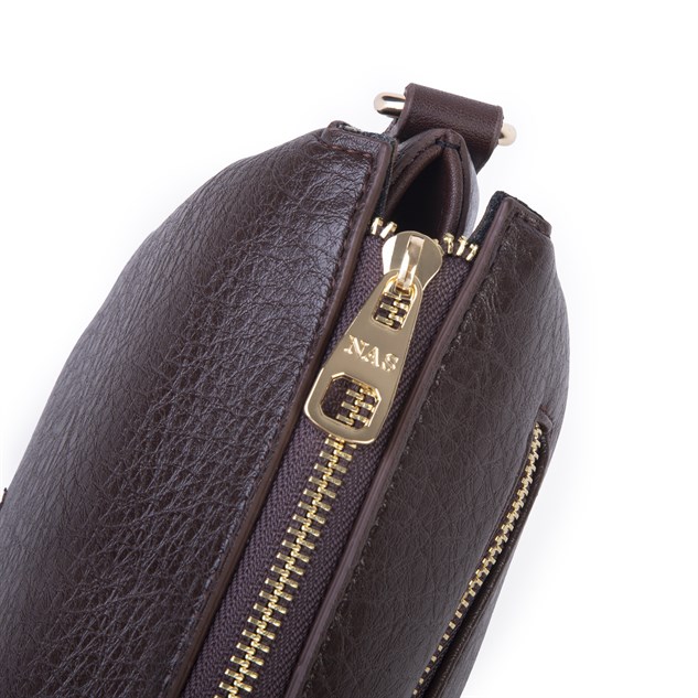 Nas Bag Kadın Sade Günlük Postacı Çantası ( 25x16 cm) Kahve Victoria