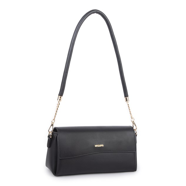 Nas Bag Kadın Sade Şık Omuz ve Çapraz Çanta (en 24 cm ;boy 12 cm ) Siyah