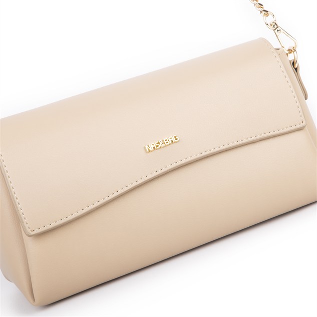 Nas Bag Kadın Sade Şık Omuz ve Çapraz Çanta (en 24 cm ;boy 12 cm ) Kum