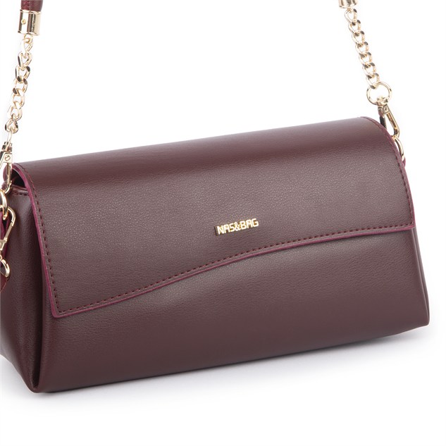 Nas Bag Kadın Sade Şık Omuz ve Çapraz Çanta (en 24 cm ;boy 12 cm ) Bordo