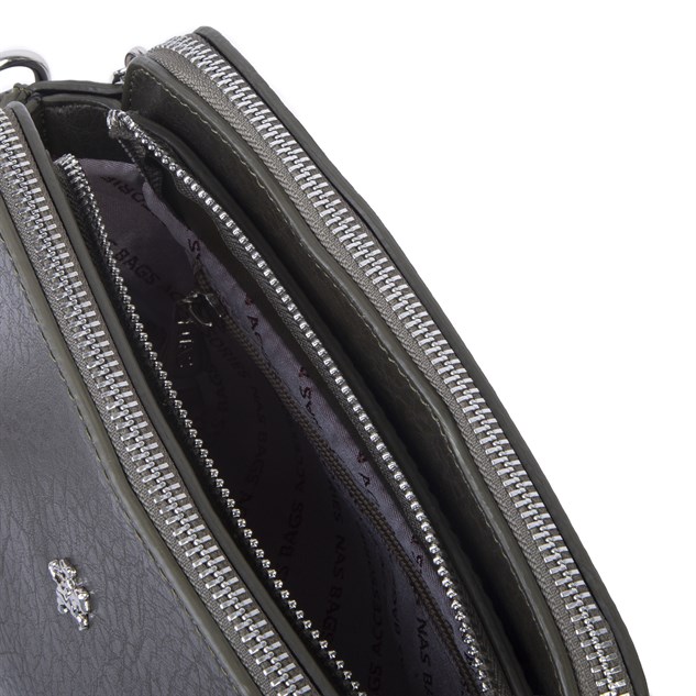 Nas Bag Kadın Sade Şık Omuz ve Çapraz Zincirli ve Uzun Çift Askılı (20x15 cm) Haki Victoria
