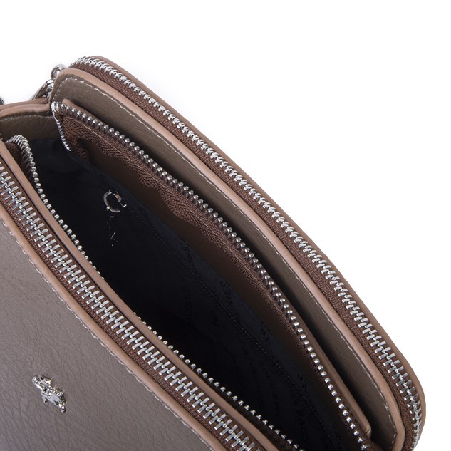 Nas Bag Kadın Sade Şık Omuz ve Çapraz Zincirli ve Uzun Çift Askılı (20x15 cm) Vizon Victoria