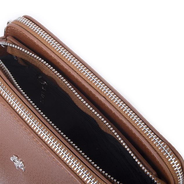 Nas Bag Kadın Sade Şık Omuz ve Çapraz Zincirli ve Uzun Çift Askılı (20x15 cm) Taba Lopez