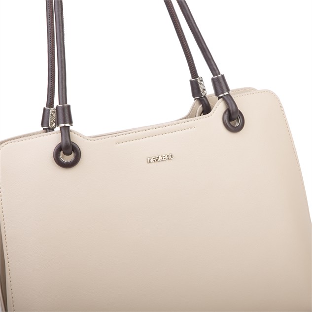 Nas Bag Kadın Sade Şık Zamansız Omuz Çantası ( 32x22 cm ) Kum Kahve