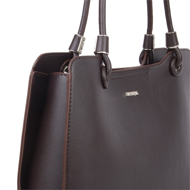Nas Bag Kadın Sade Şık Zamansız Omuz Çantası ( 32x22 cm ) Kahverengi 