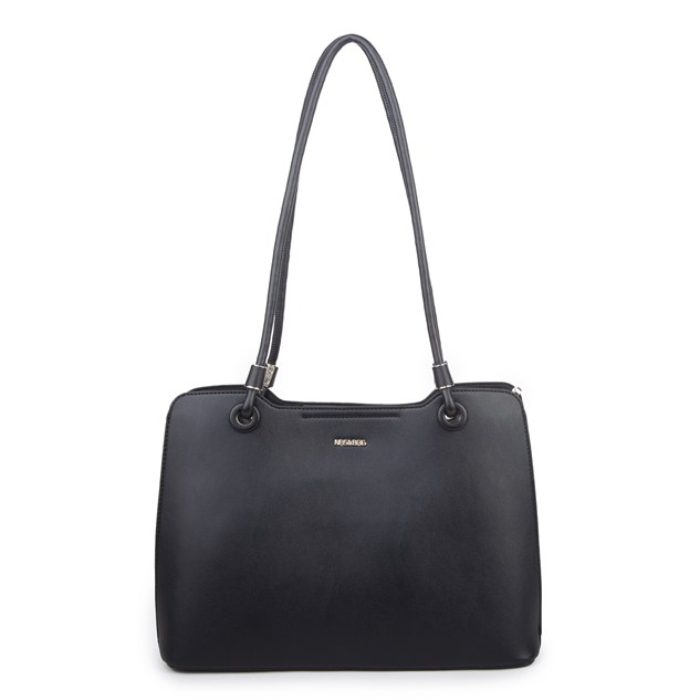 Nas Bag Kadın Sade Şık Zamansız Omuz Çantası ( 32x22 cm ) Siyah