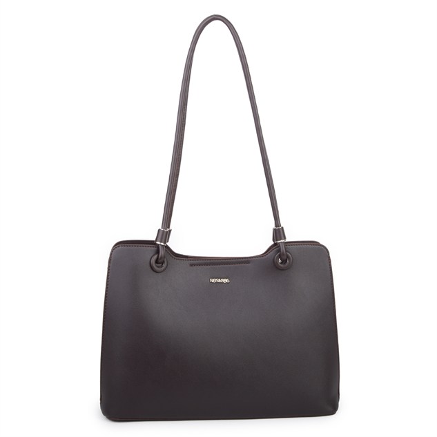 Nas Bag Kadın Sade Şık Zamansız Omuz Çantası ( 32x22 cm ) Kahverengi 