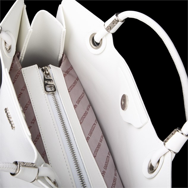 Nas Bag Kadın Sade Şık Zamansız Omuz Çantası ( 32x22 cm ) Beyaz
